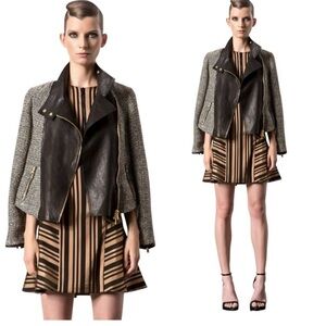 Veronica Beard Black and Gray Leather Jacket